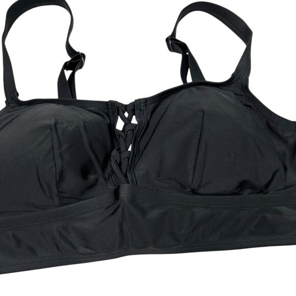 Torrid Strappy Lace Up Lattice High Rise Bikini Swimsuit Black Top 0, Bottom 2X - Picture 6 of 13